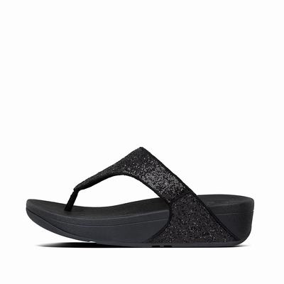 Fitflop Women's LULU Glitter Toe-Post Sandals - Black, AT5193472